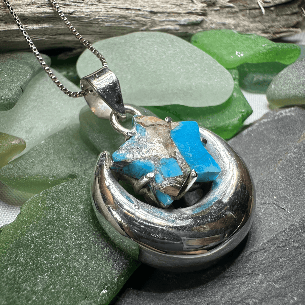 Dreamweaver Moon & Star Necklace - 18 / Blue