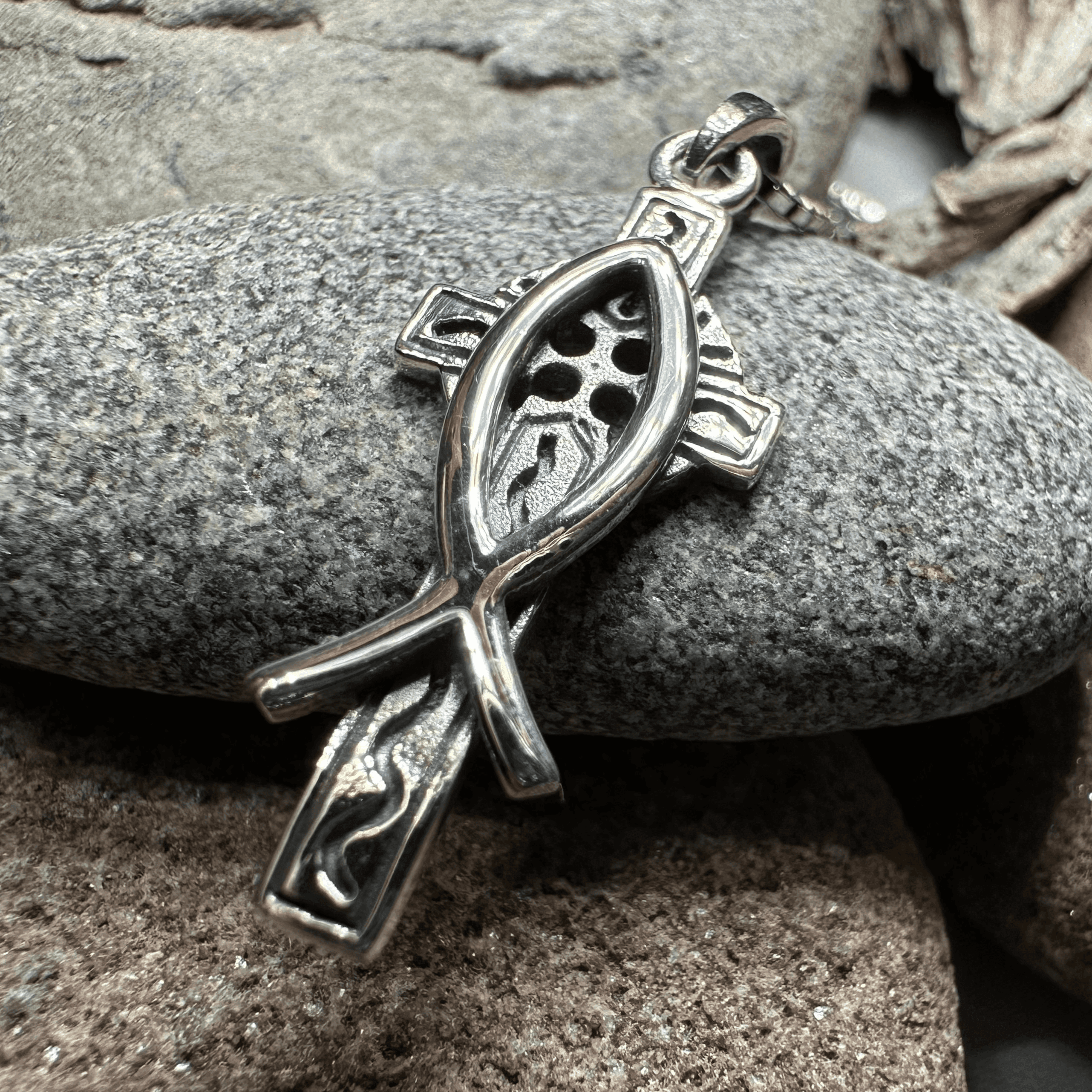 Ichthys Celtic Cross Necklace - 18