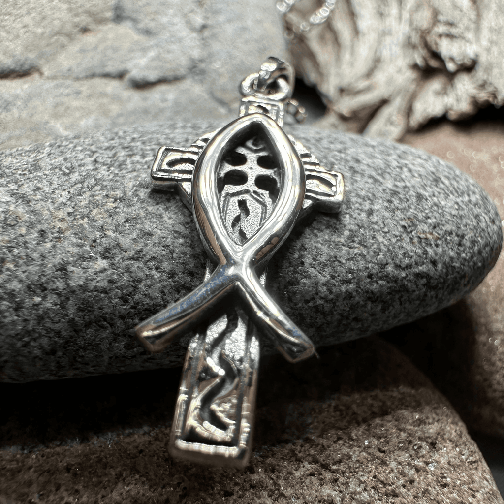 Ichthys Celtic Cross Necklace - 18