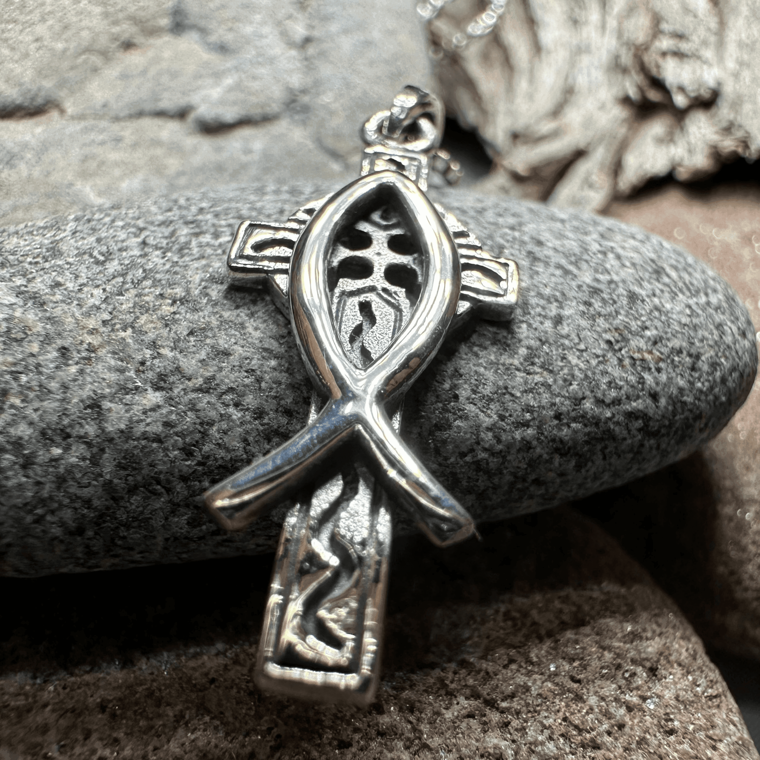 Ichthys Celtic Cross Necklace - 18