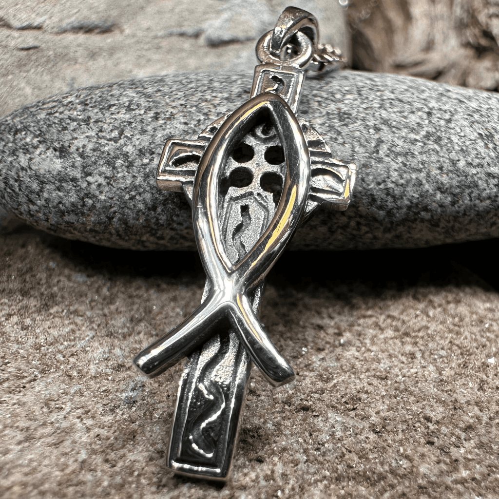 Ichthys Celtic Cross Necklace - 18