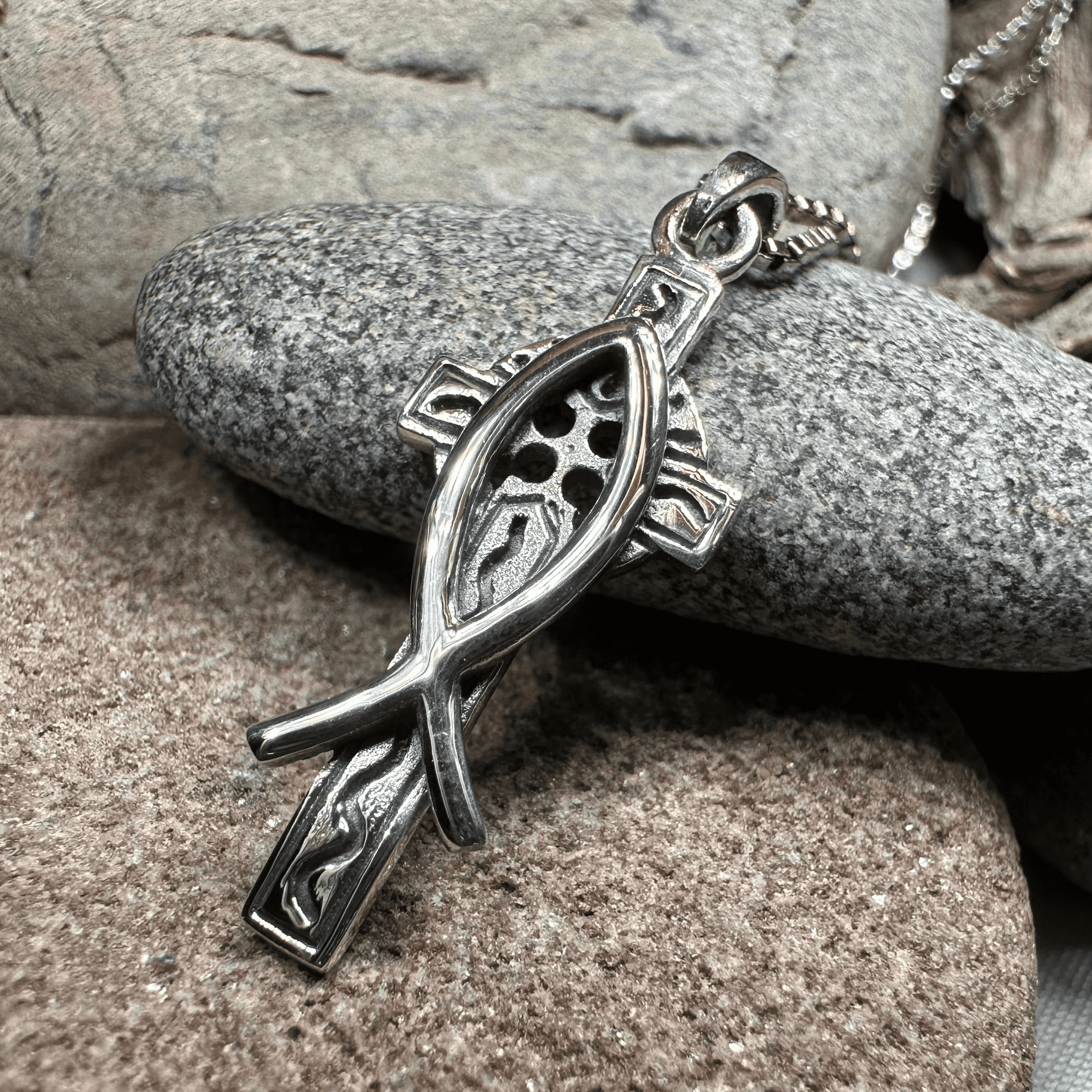 Ichthys Celtic Cross Necklace - 18