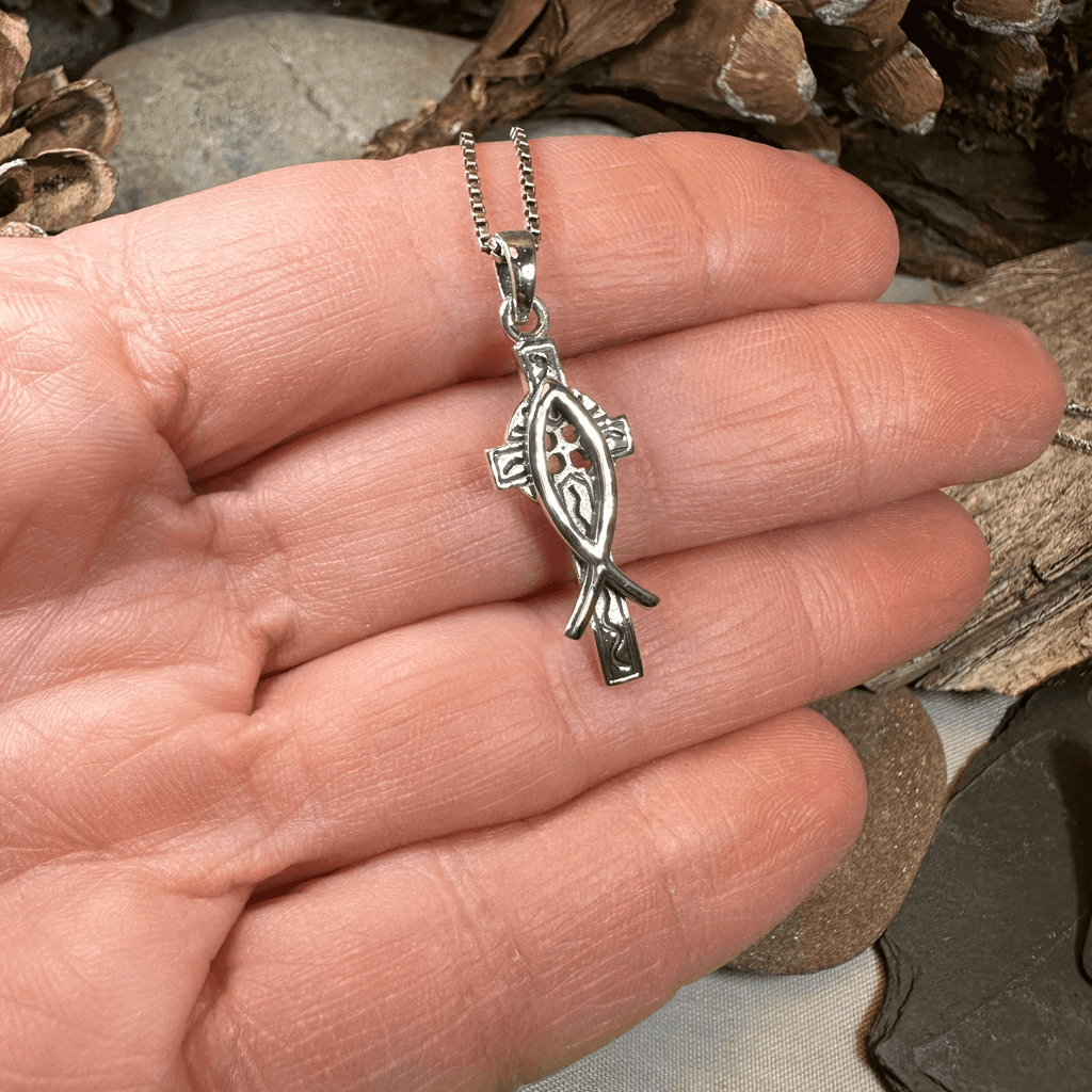 Ichthys Celtic Cross Necklace - 18