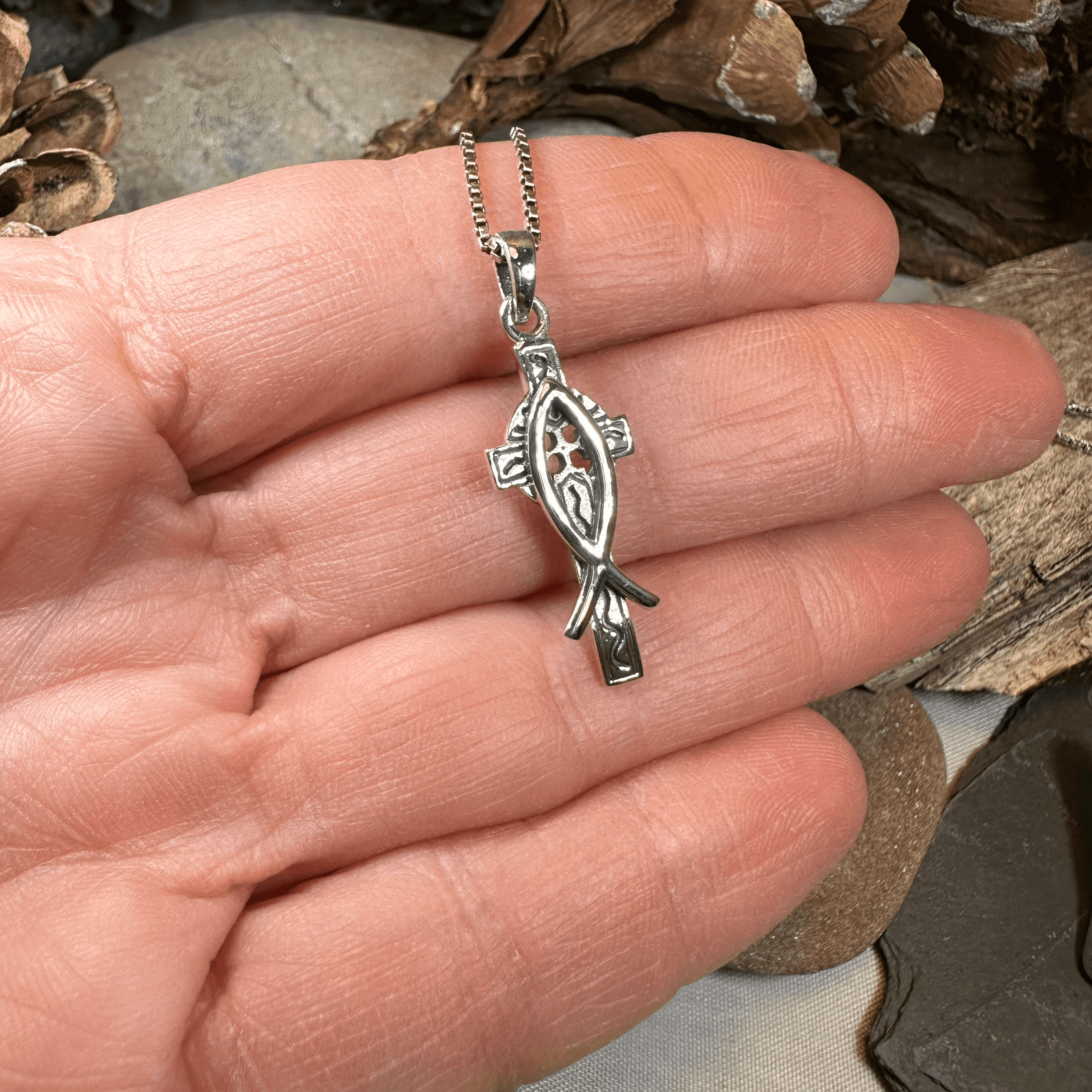 Ichthys Celtic Cross Necklace - 18