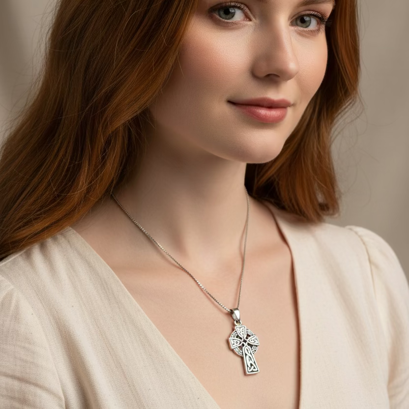 Celtic Sterling Silver Cross Necklace