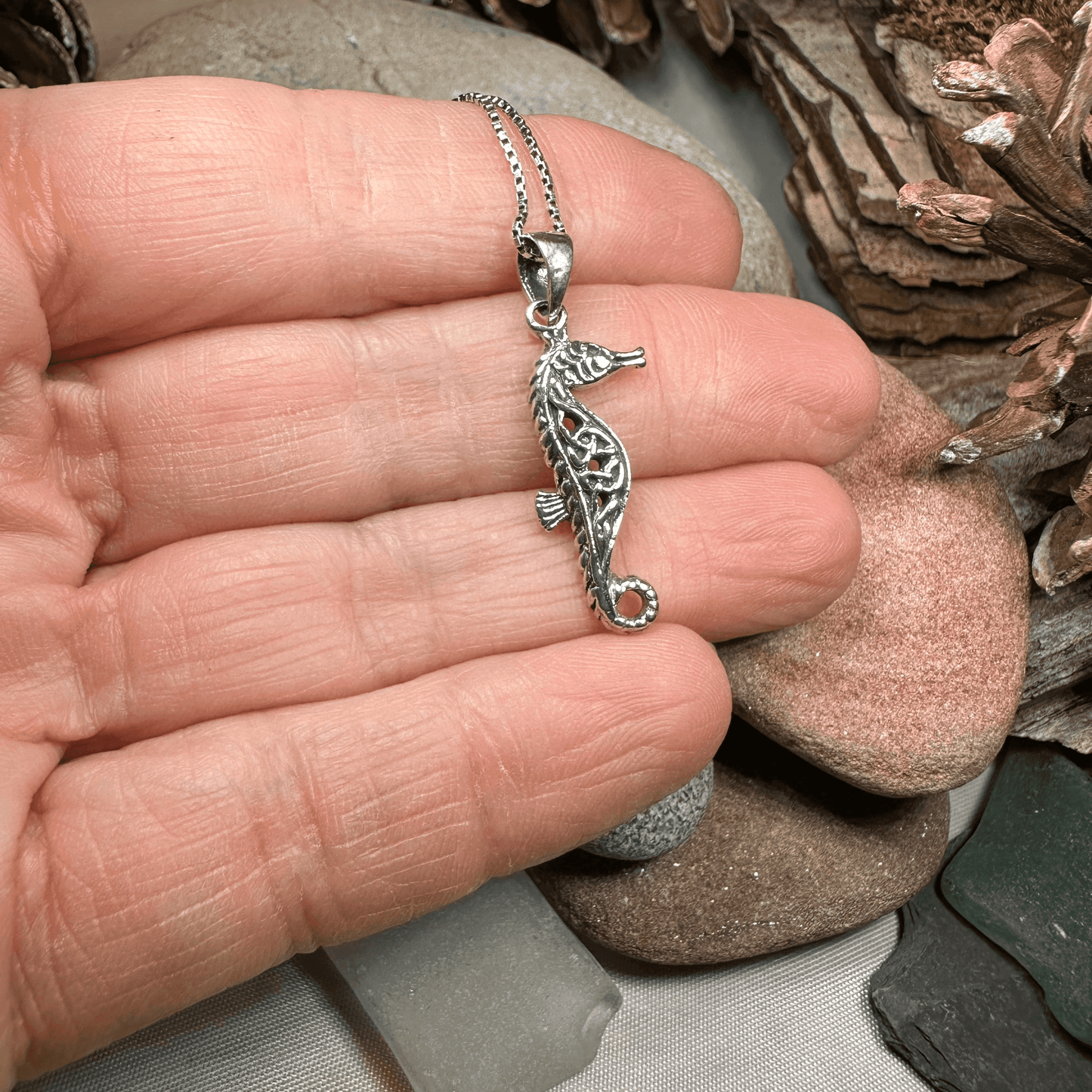Celtic Seahorse Necklace - 18