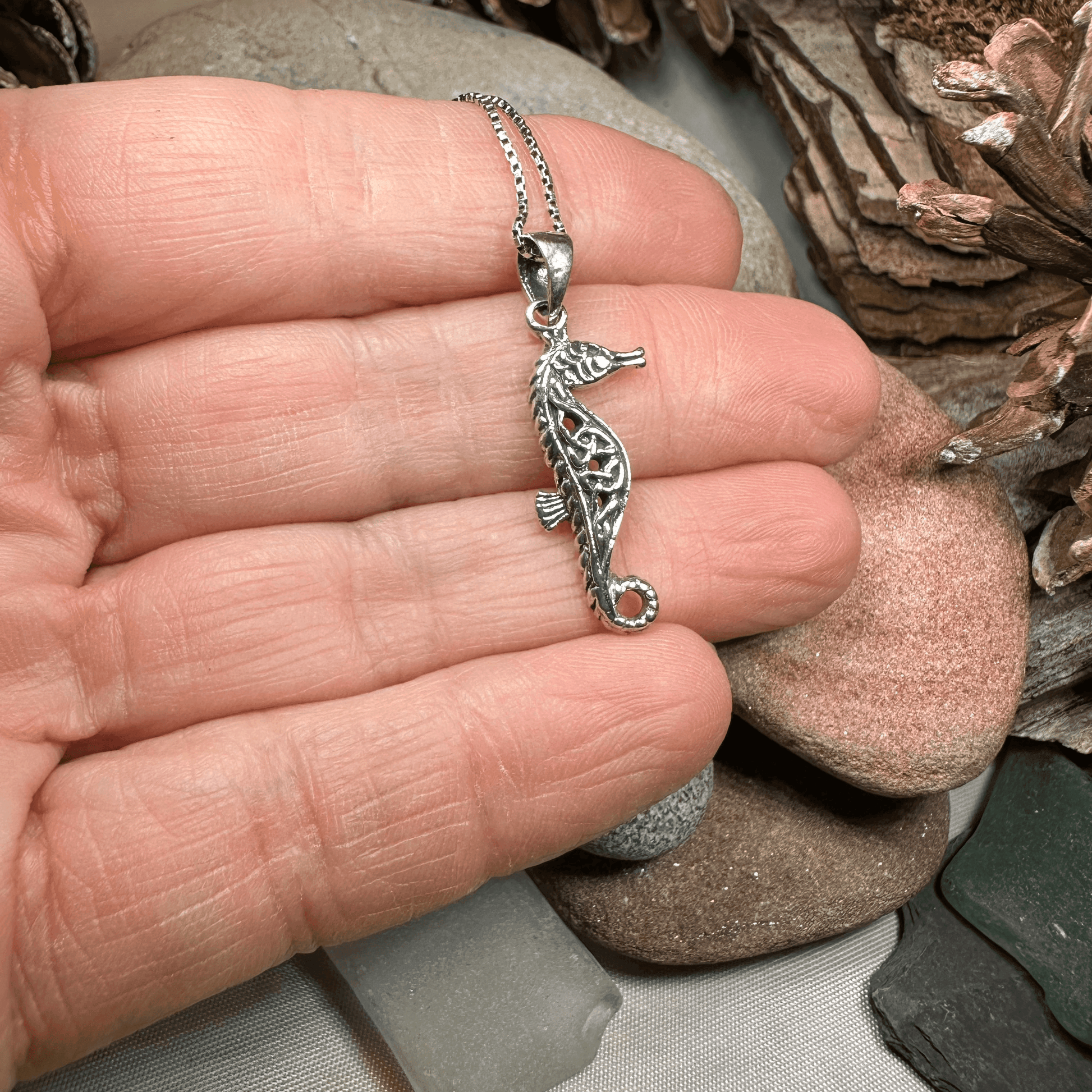 Celtic Seahorse Necklace - 18