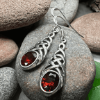 Ciara Celtic Knot Earrings - Garnet Red