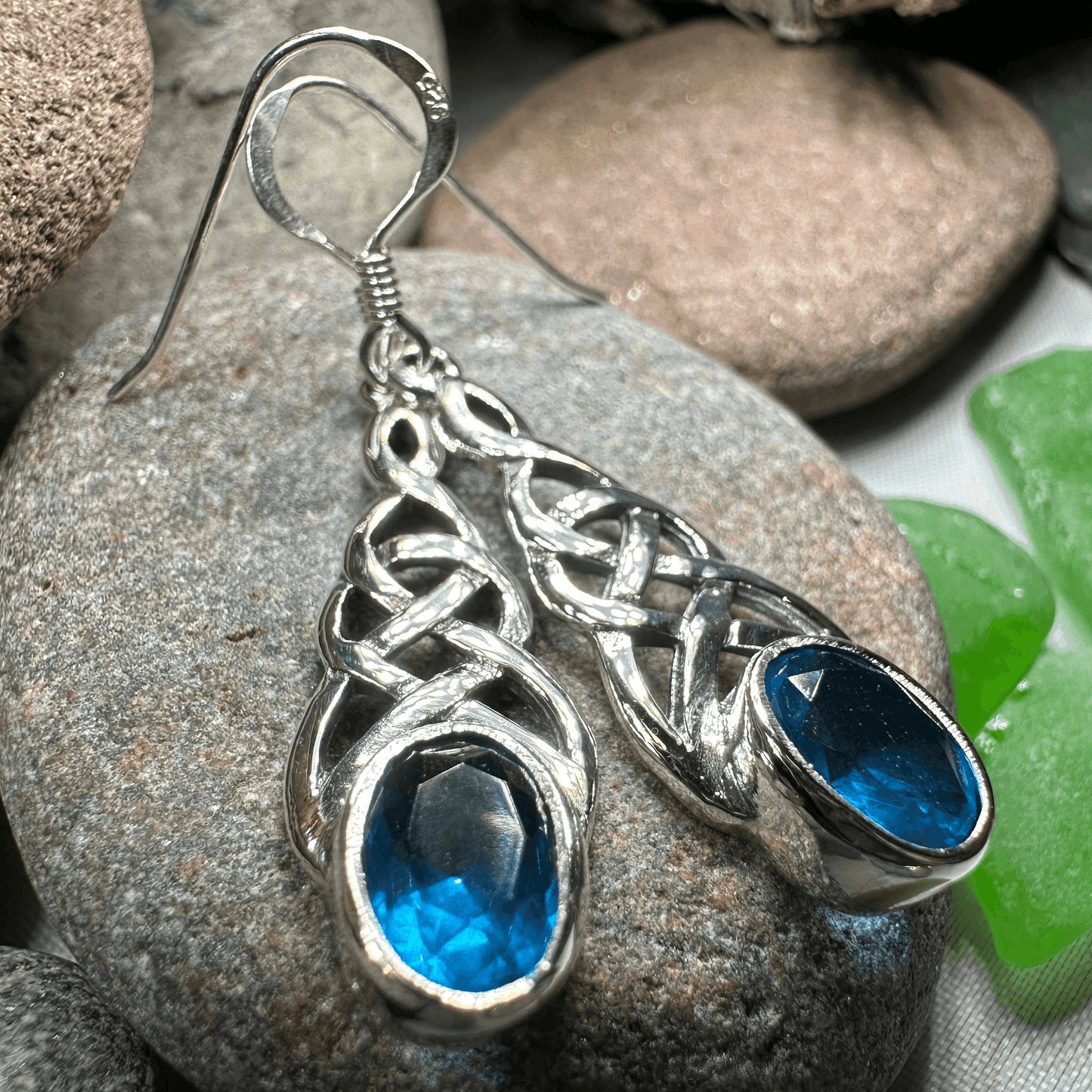 Ciara Celtic Knot Earrings - Sky Blue Topaz