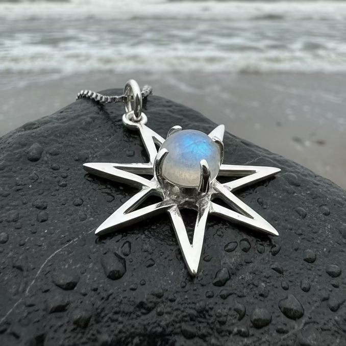 Moonstone Elven Star Necklace