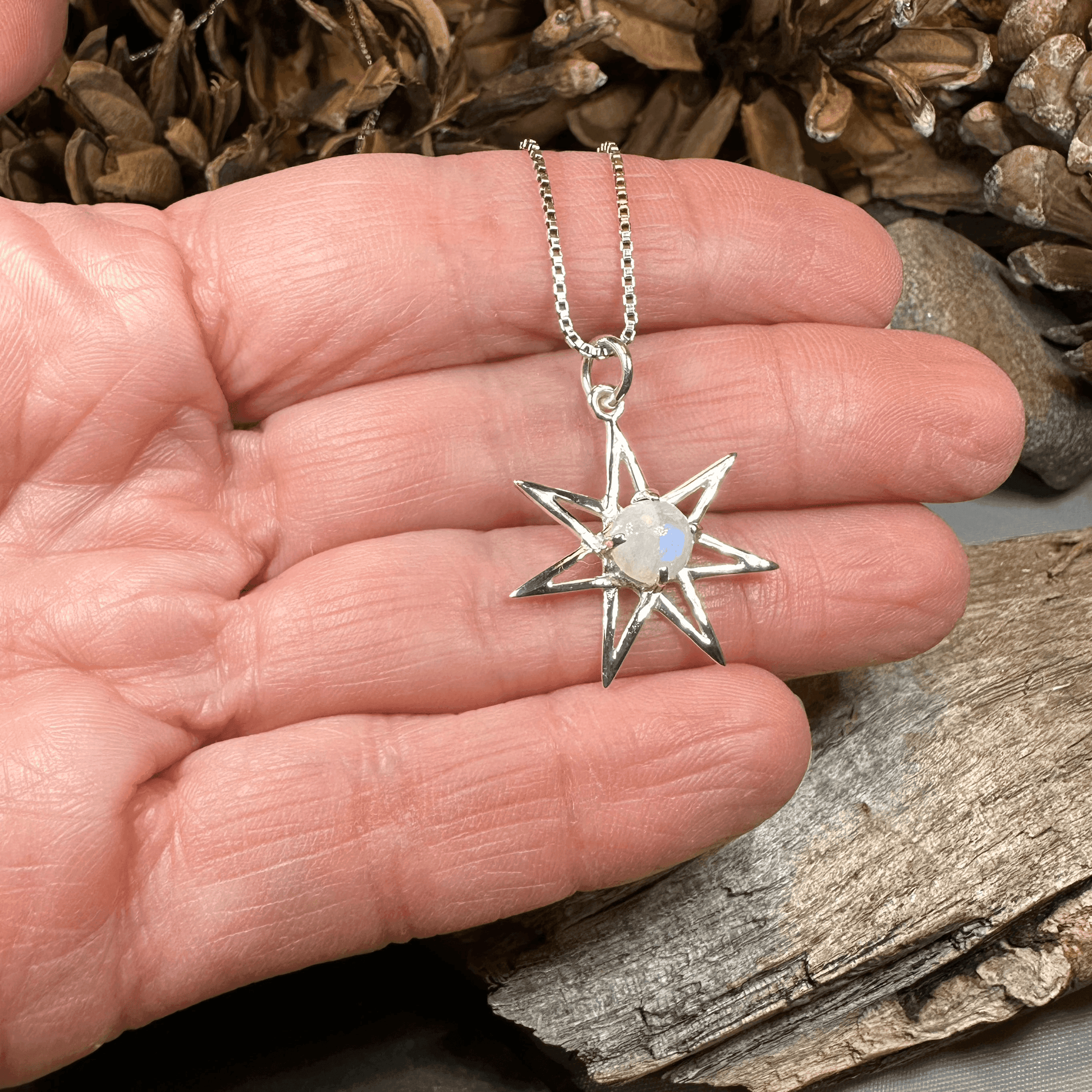 Moonstone Elven Star Necklace - 