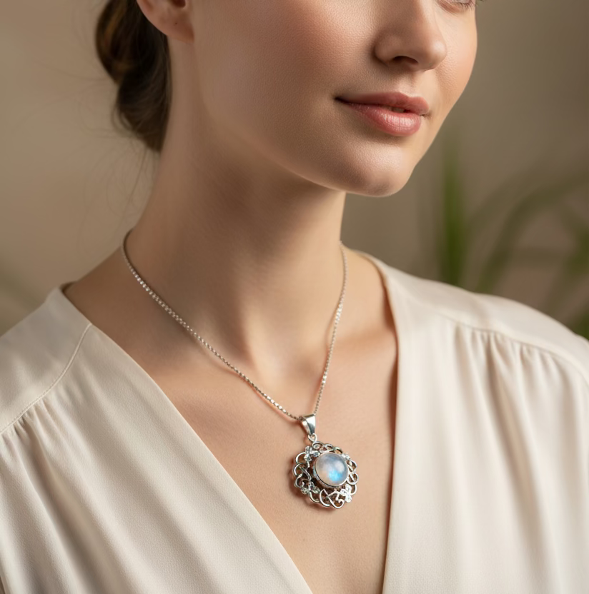 Elana Shamrock Moonstone Necklace