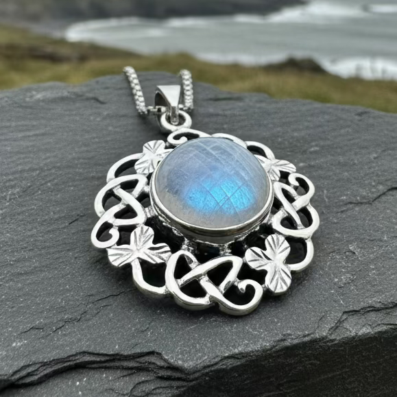 Elana Shamrock Moonstone Necklace