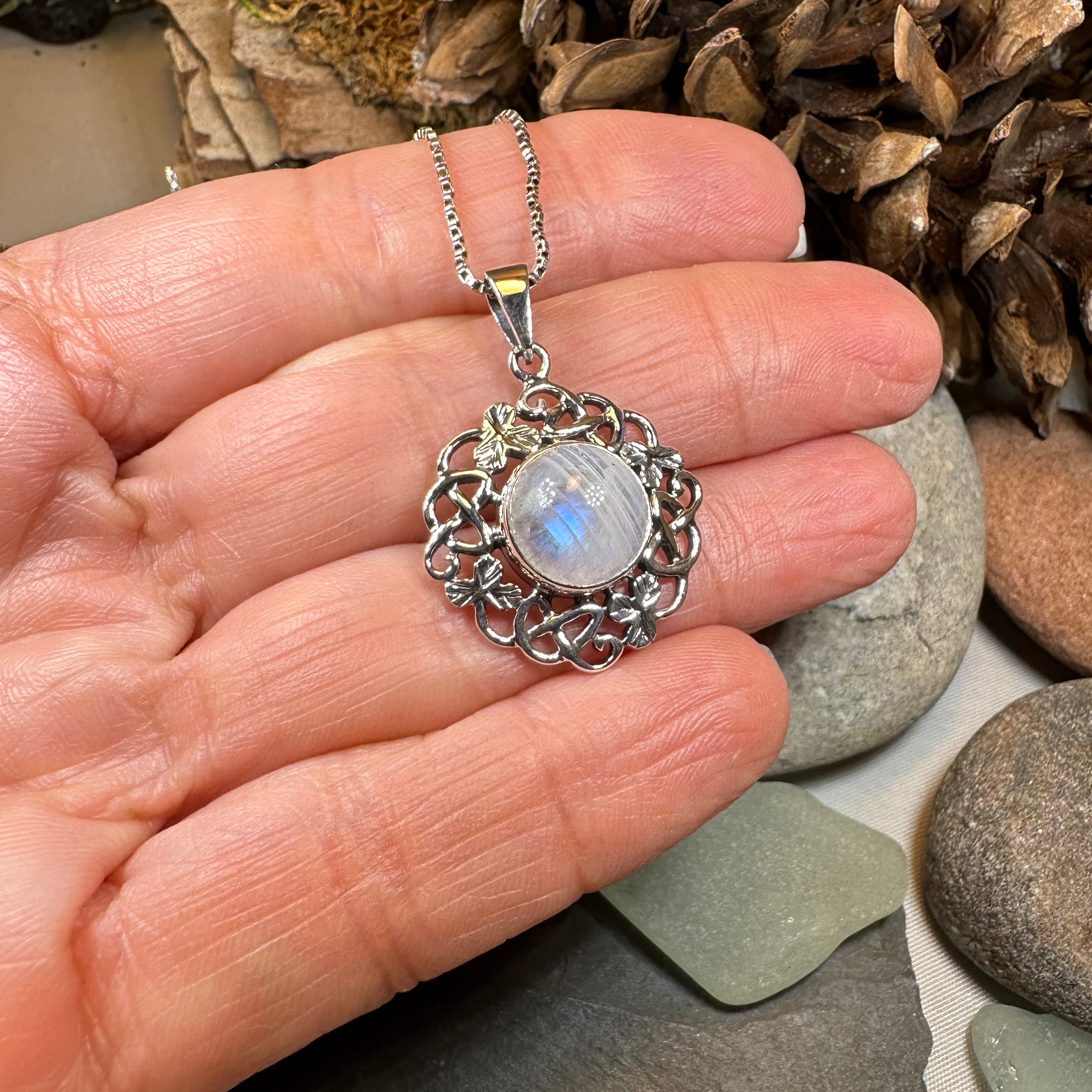 Elana Shamrock Moonstone Necklace