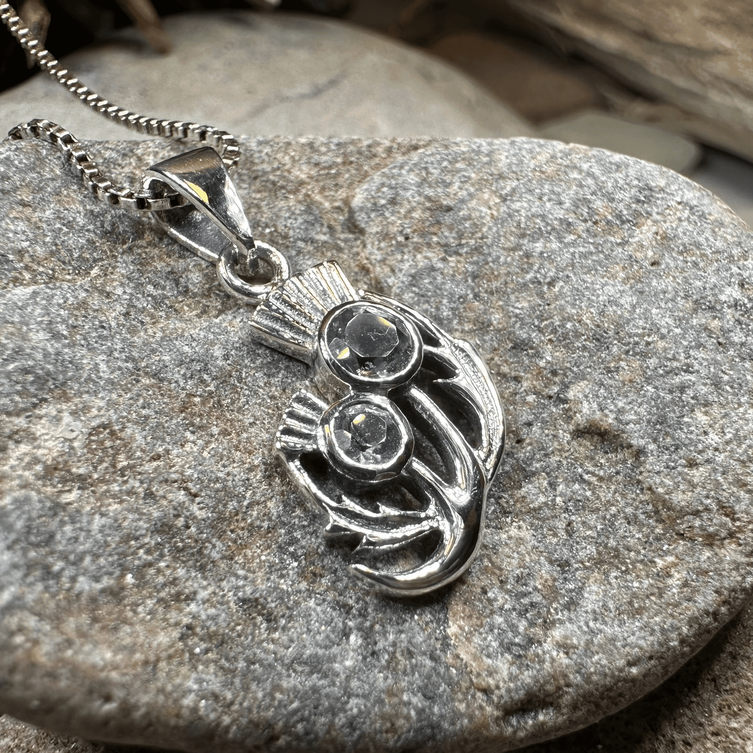 Scottish Spring Thistle Necklace - 18 / Faceted Gemstone
