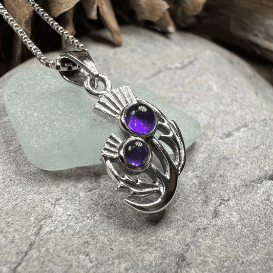 Scottish Spring Thistle Necklace - 18 / Faceted Gemstone