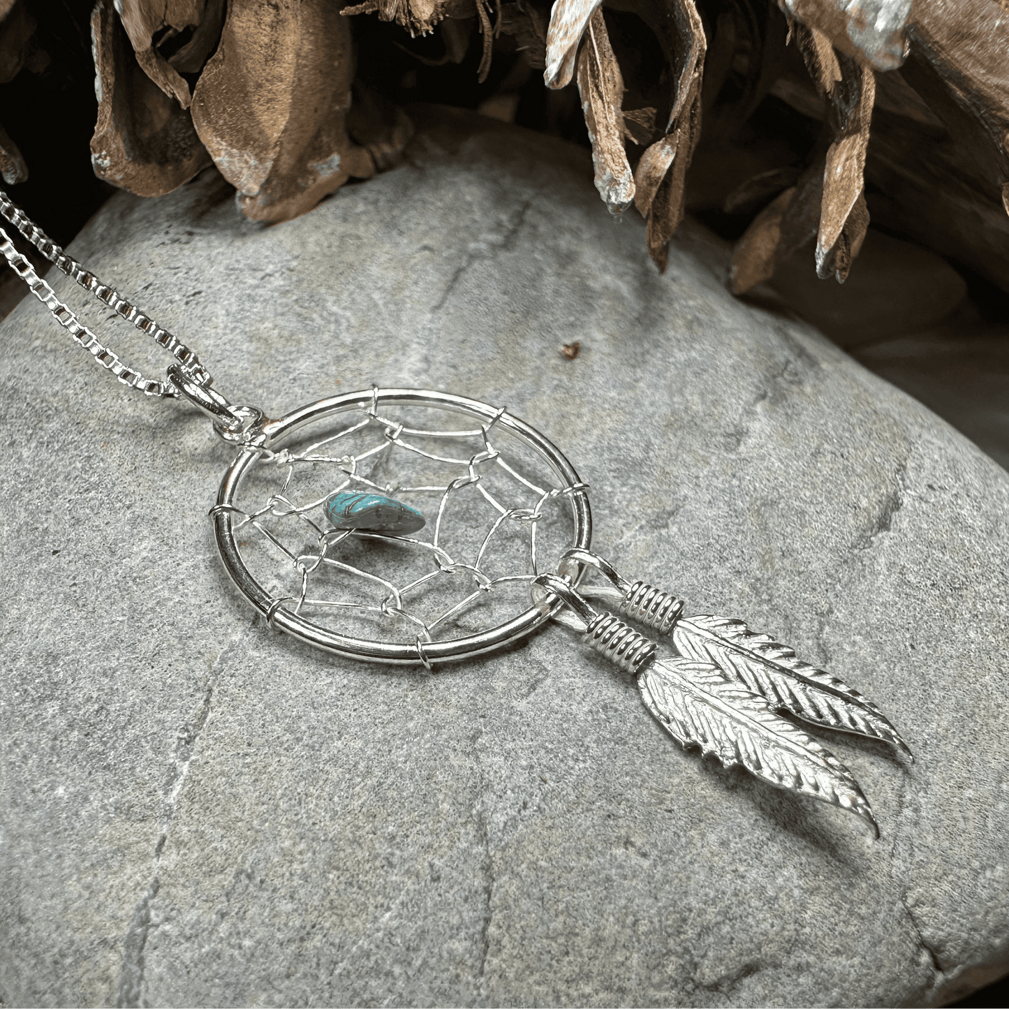 Turquoise Dreamcatcher Necklace - 