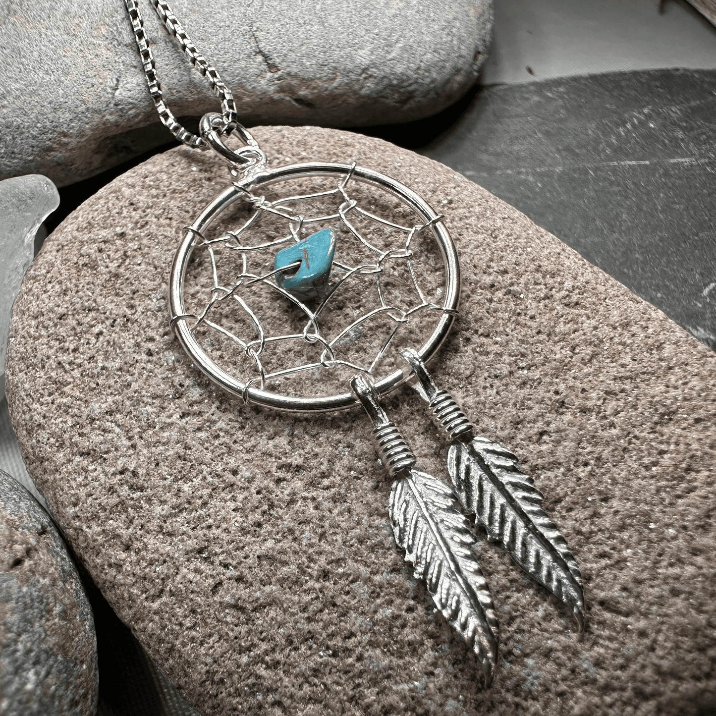 Turquoise Dreamcatcher Necklace - 
