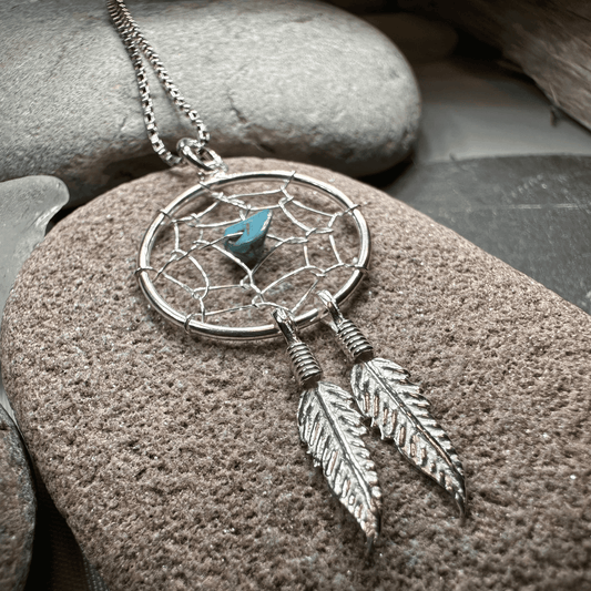 Turquoise Dreamcatcher Necklace - 