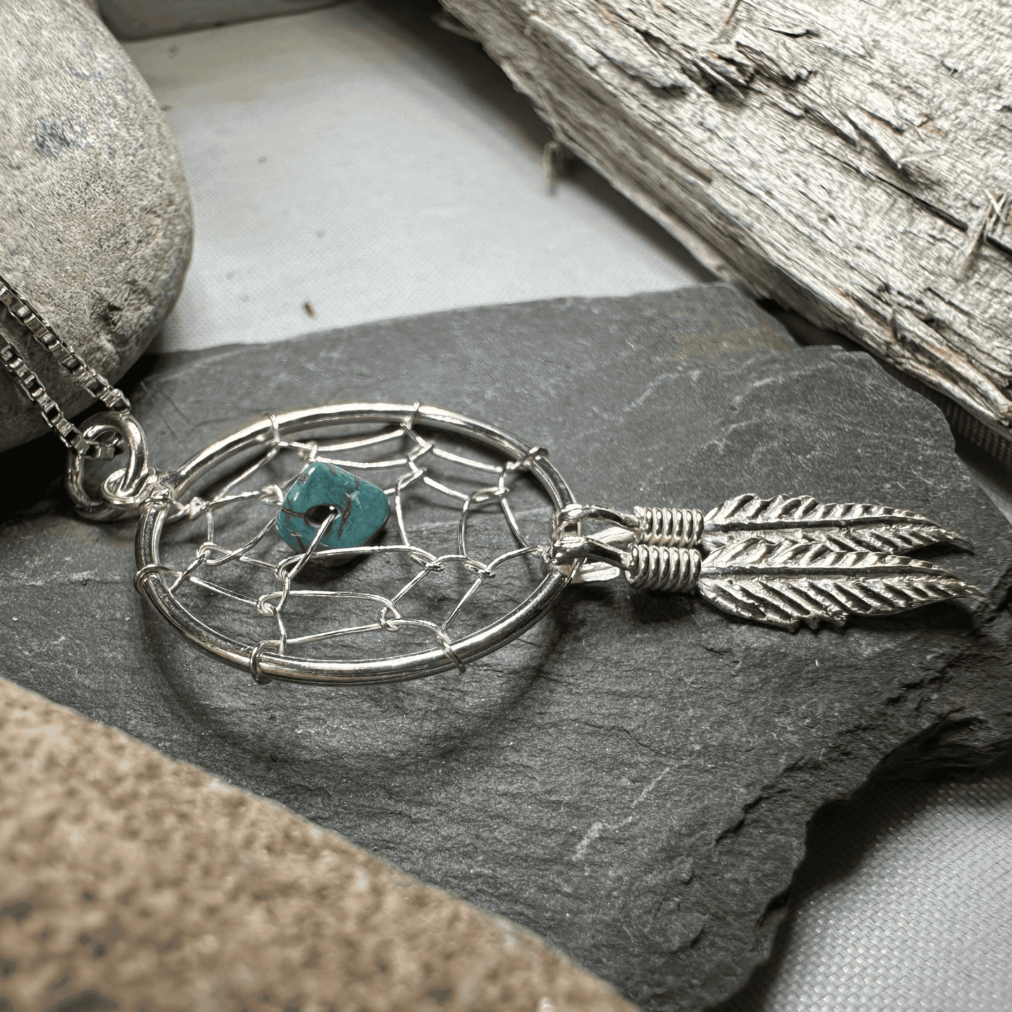 Turquoise Dreamcatcher Necklace - 