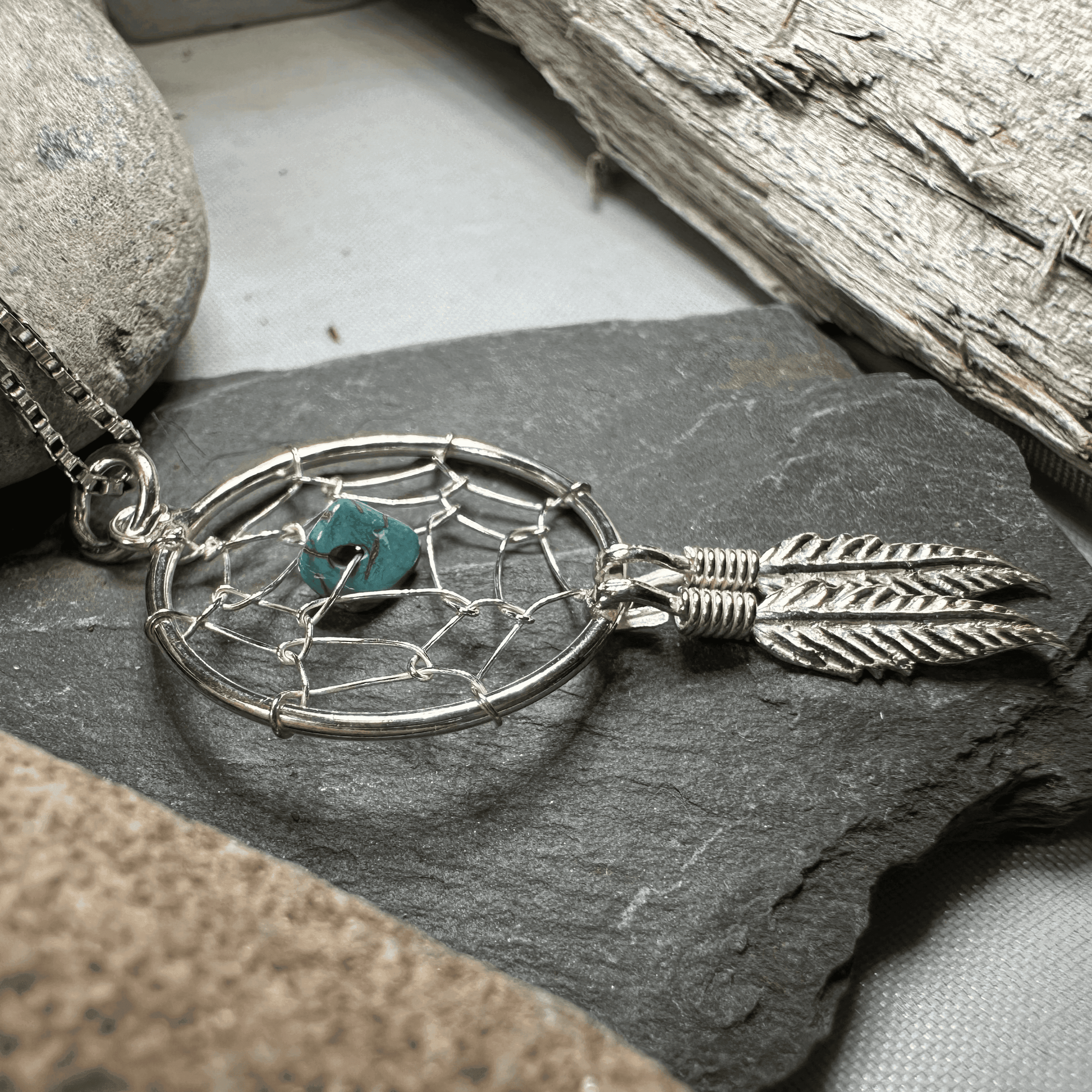 Turquoise Dreamcatcher Necklace - 