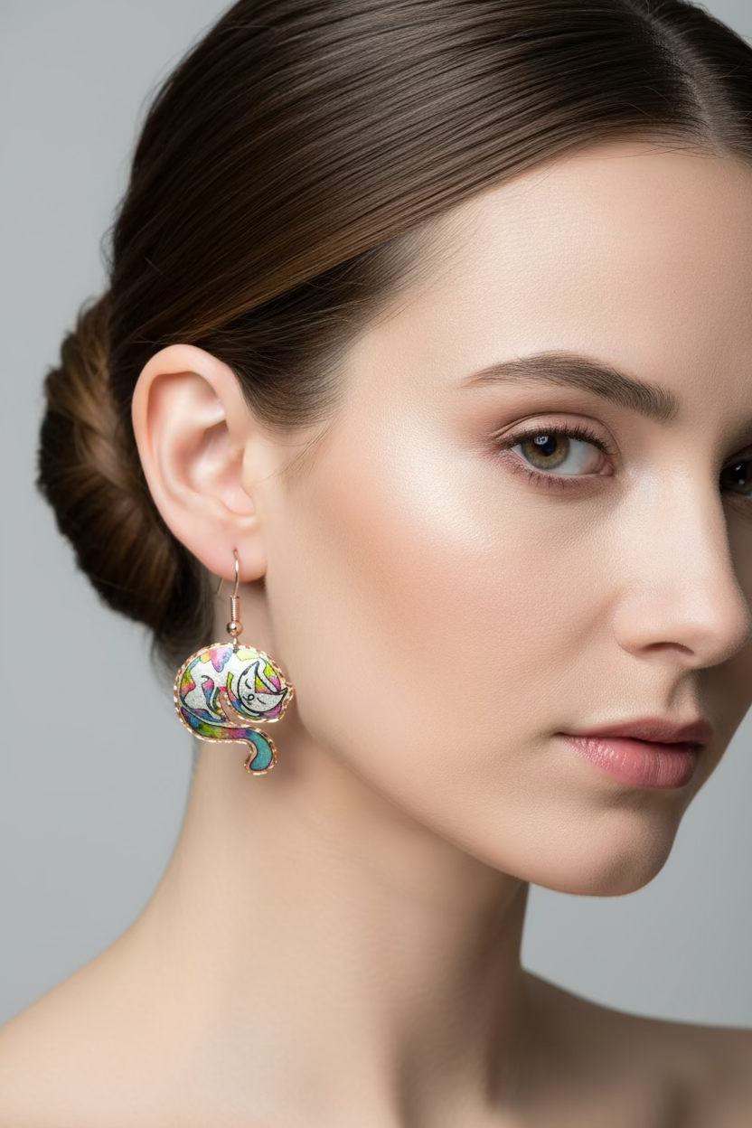 Hippie Cat Copper Earrings