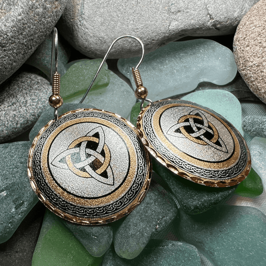 Fredegund Celtic Trinity Knot Copper Earrings - 