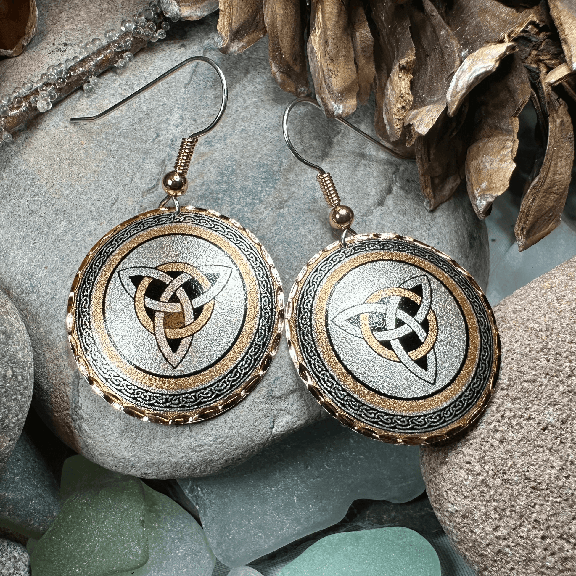 Fredegund Celtic Trinity Knot Copper Earrings - 