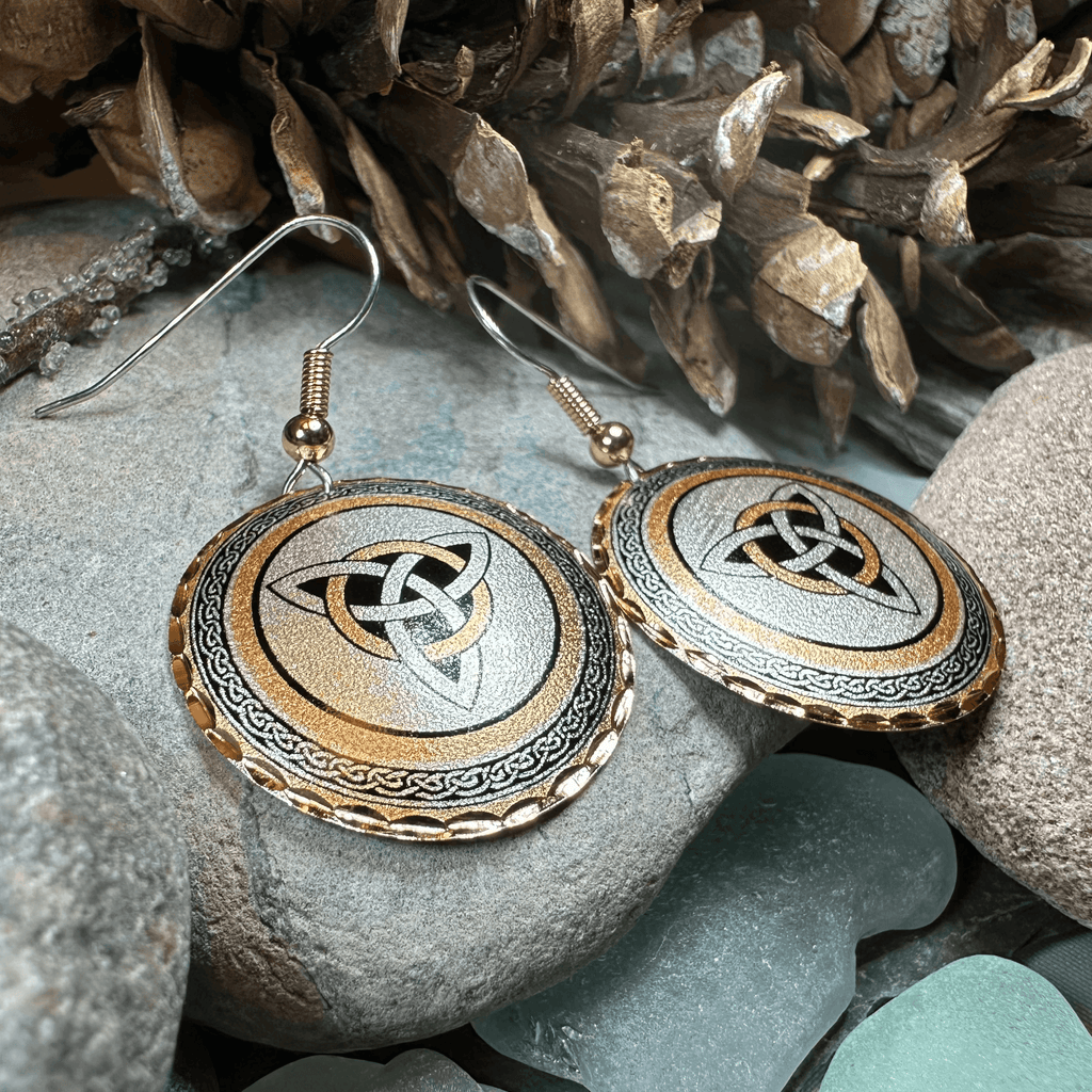 Fredegund Celtic Trinity Knot Copper Earrings - 