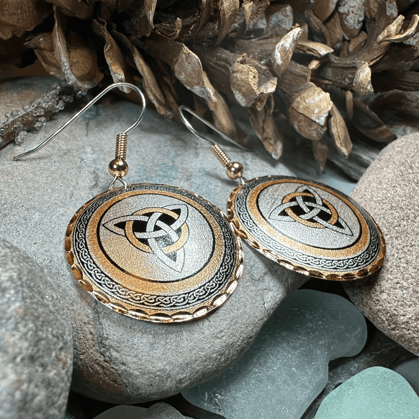 Fredegund Celtic Trinity Knot Copper Earrings - 