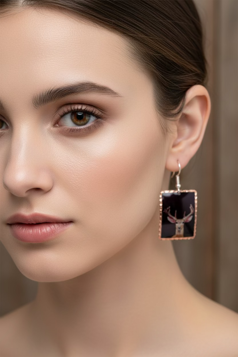 Highland Stag Copper Earrings