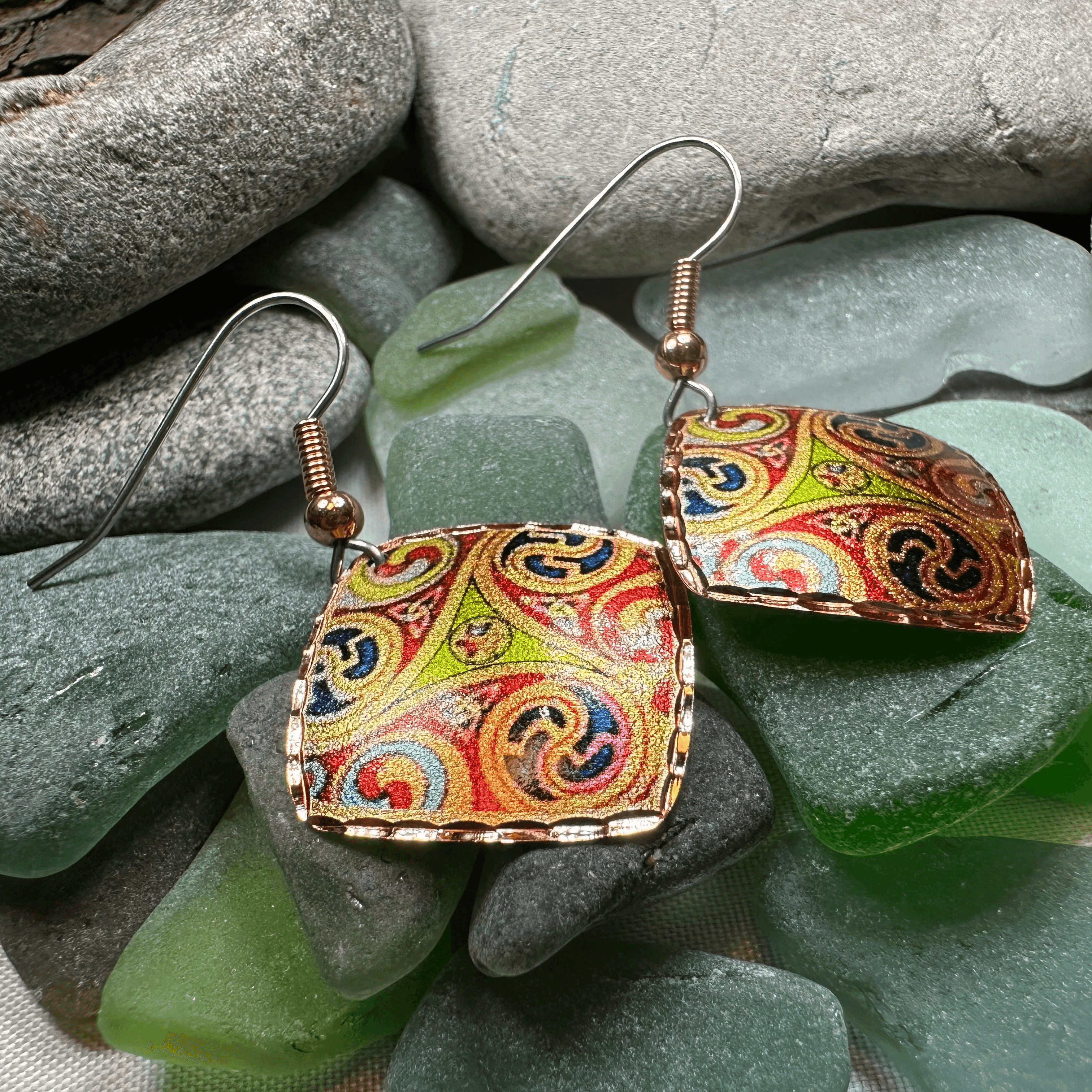 Windrider Celtic Spiral Copper Earrings - 
