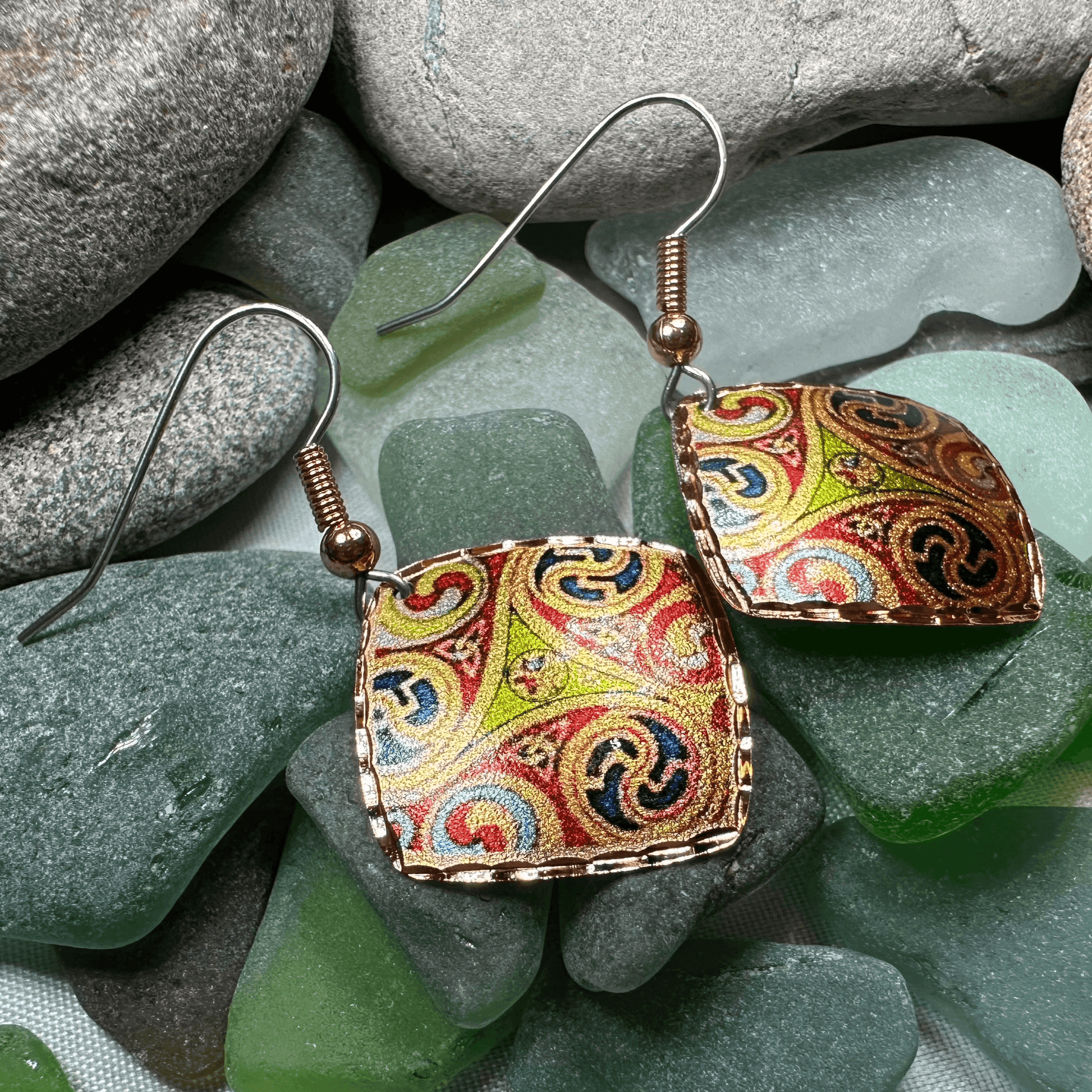 Windrider Celtic Spiral Copper Earrings - 