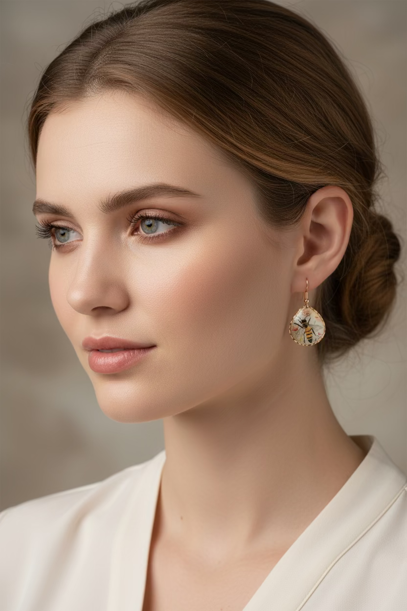 Springtime Bee Copper Earrings
