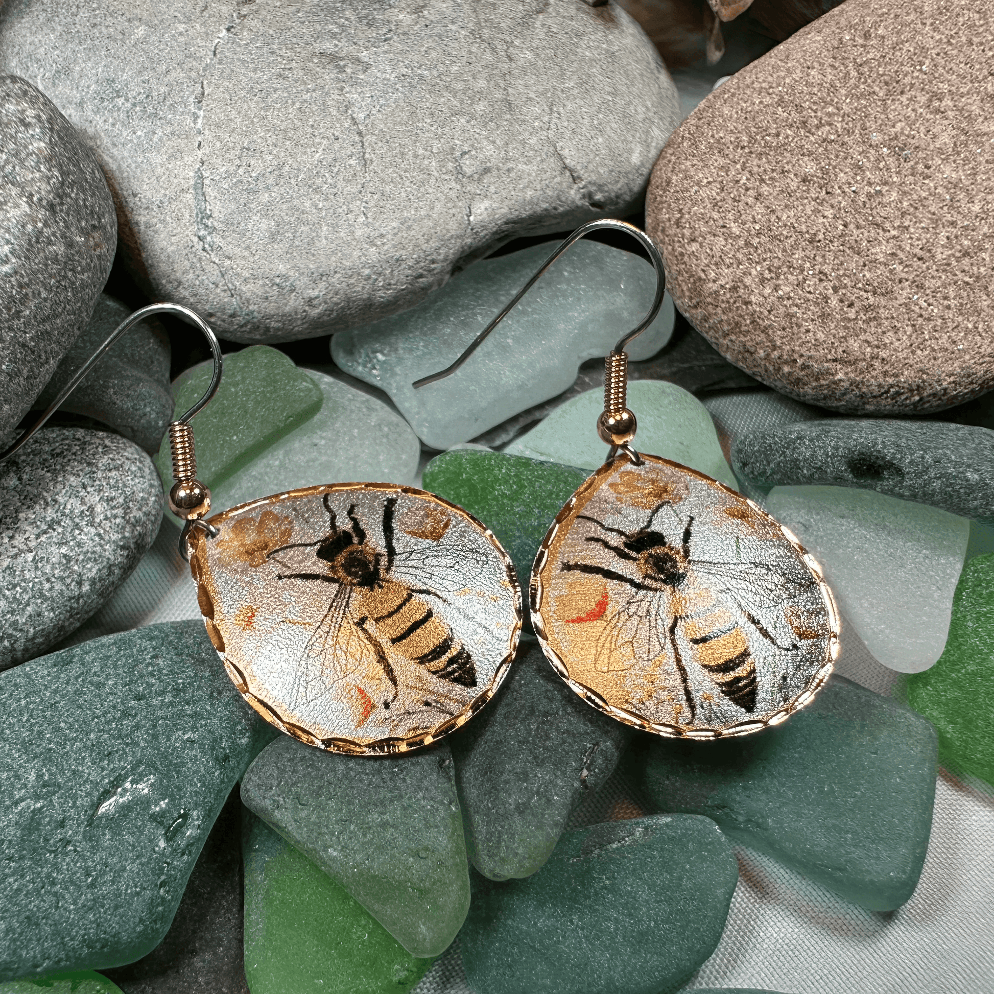 Springtime Bee Copper Earrings - 