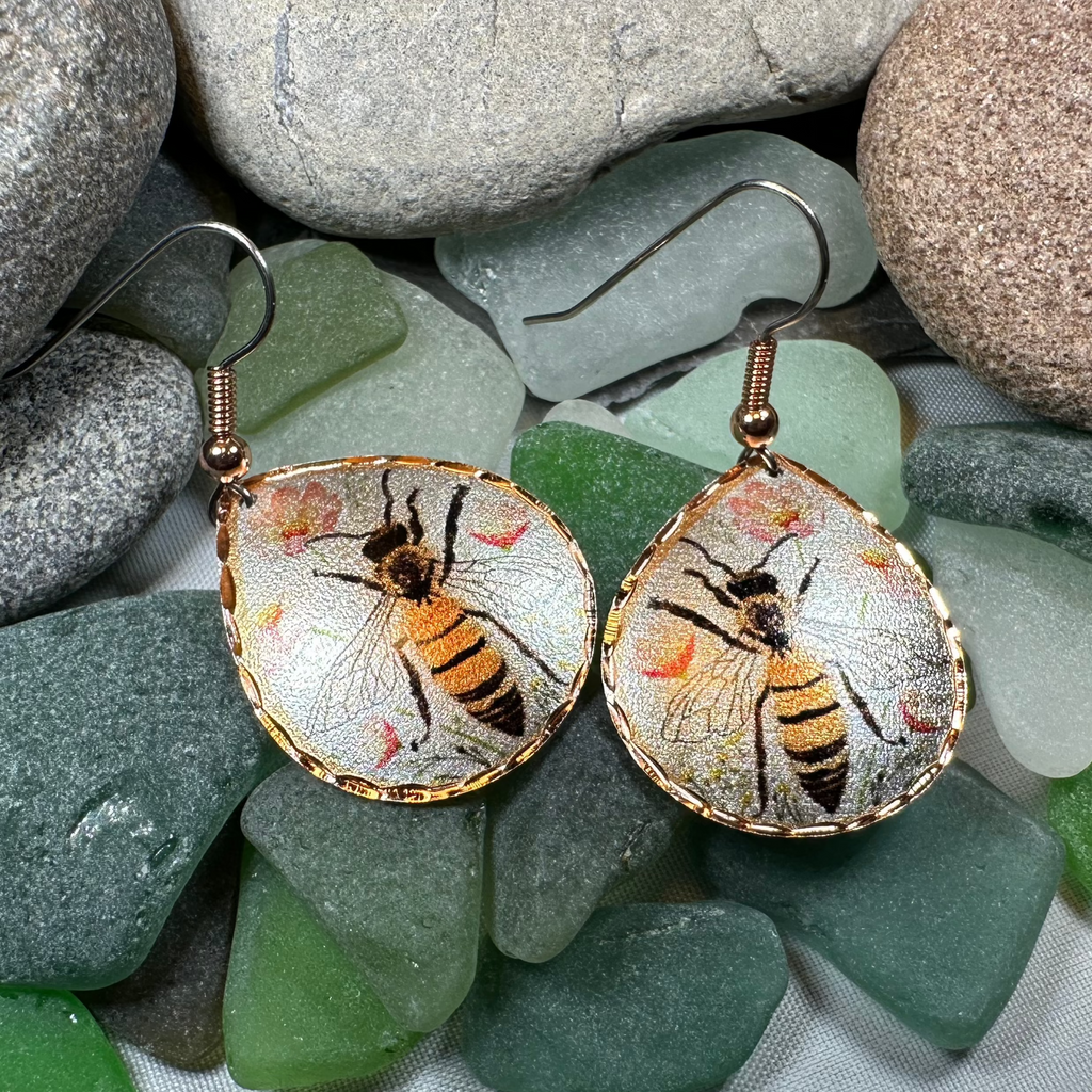 Springtime Bee Copper Earrings