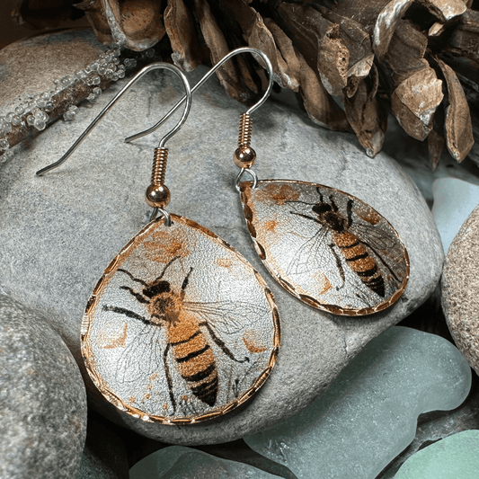 Springtime Bee Copper Earrings - 