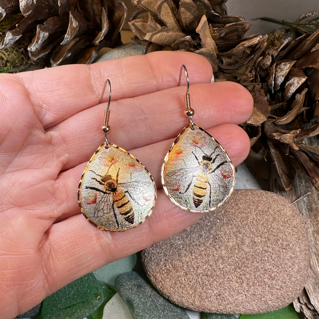 Springtime Bee Copper Earrings