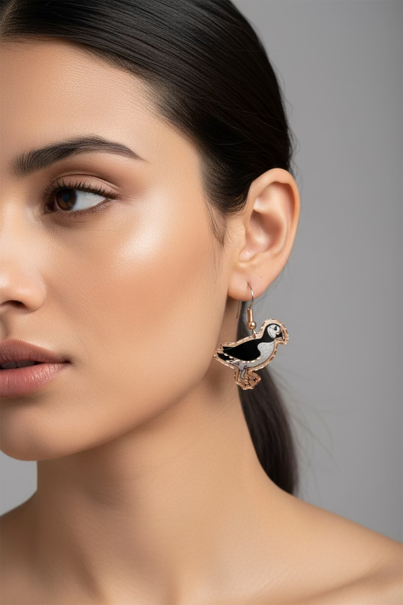 Puffin Copper Earrings