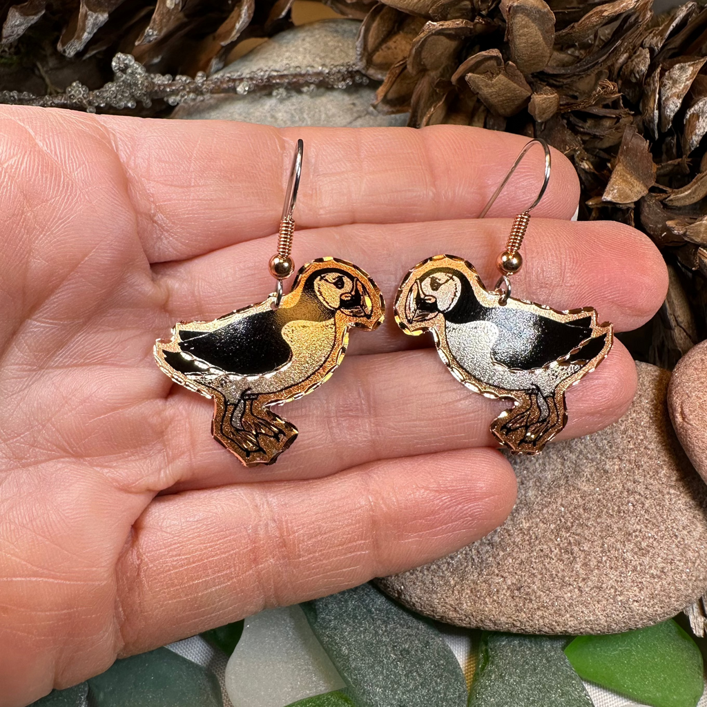 Puffin Copper Earrings
