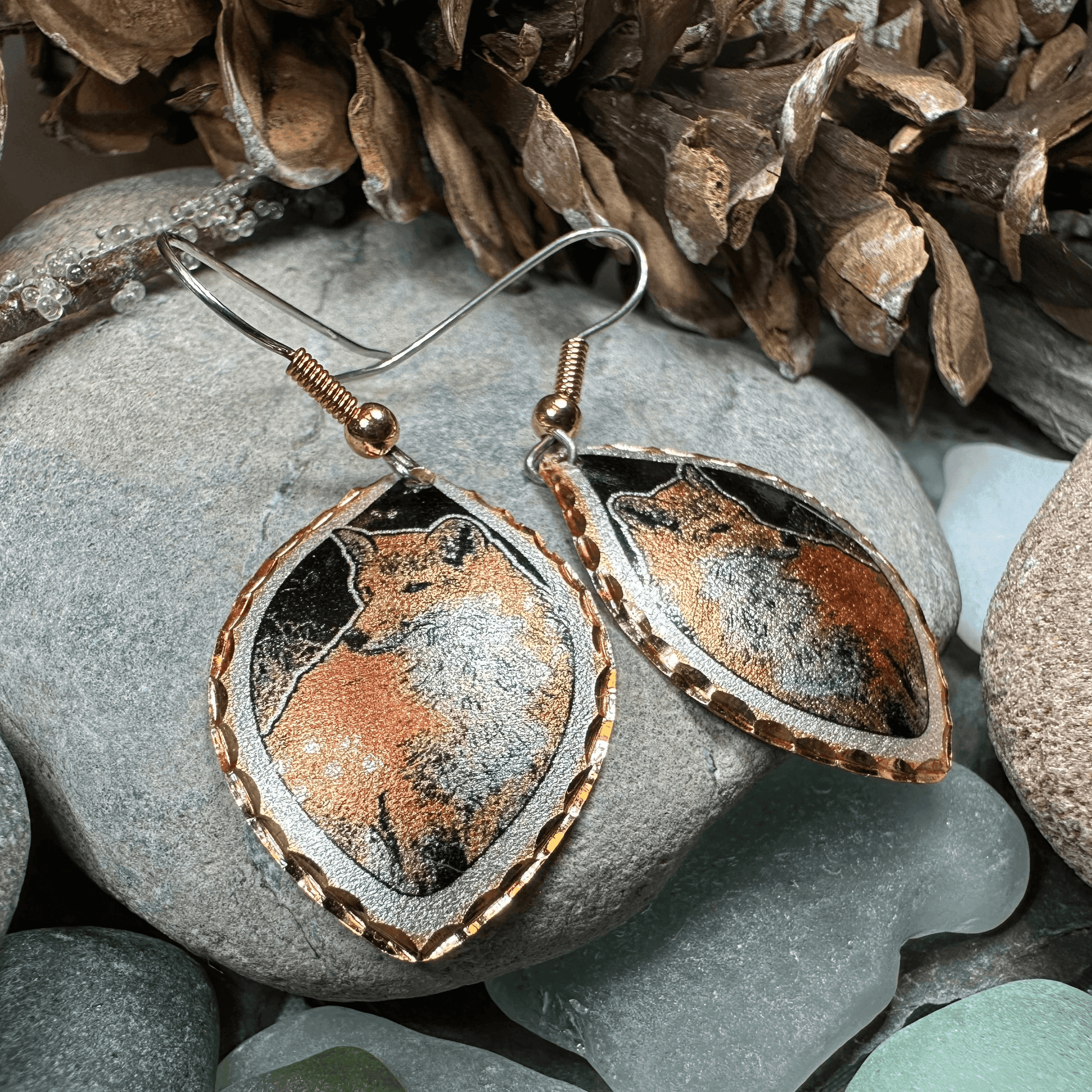Red Fox Copper Earrings - 