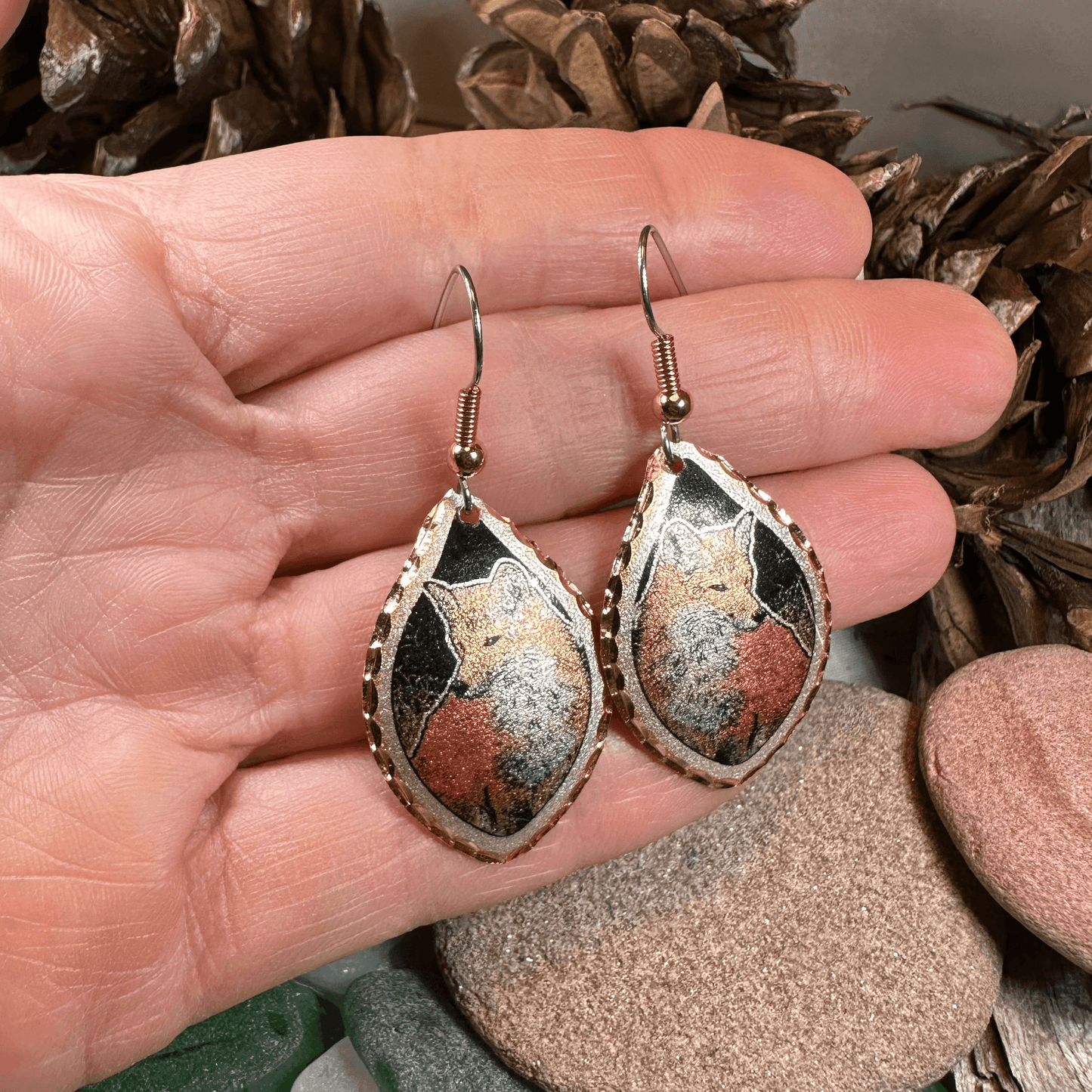 Red Fox Copper Earrings - 