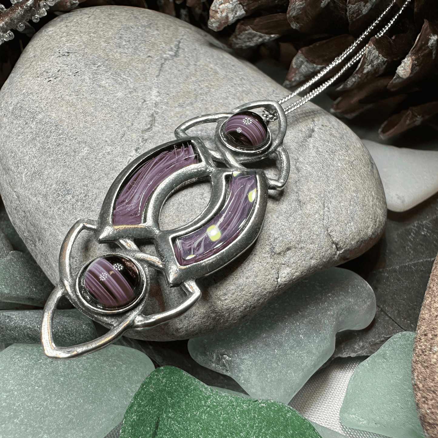 Ancient Celtic Knot Necklace - Amethyst Crystal