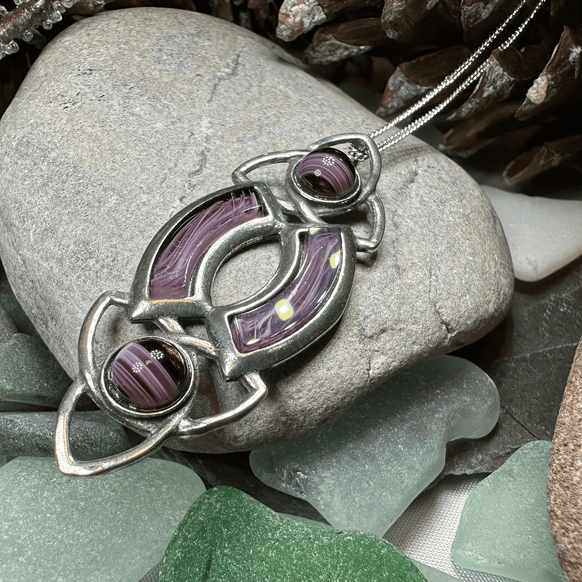 Ancient Celtic Knot Necklace - Amethyst Crystal