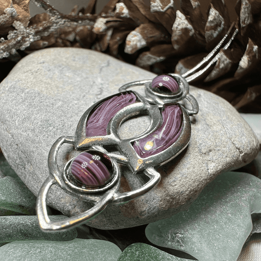 Ancient Celtic Knot Necklace - Amethyst Crystal