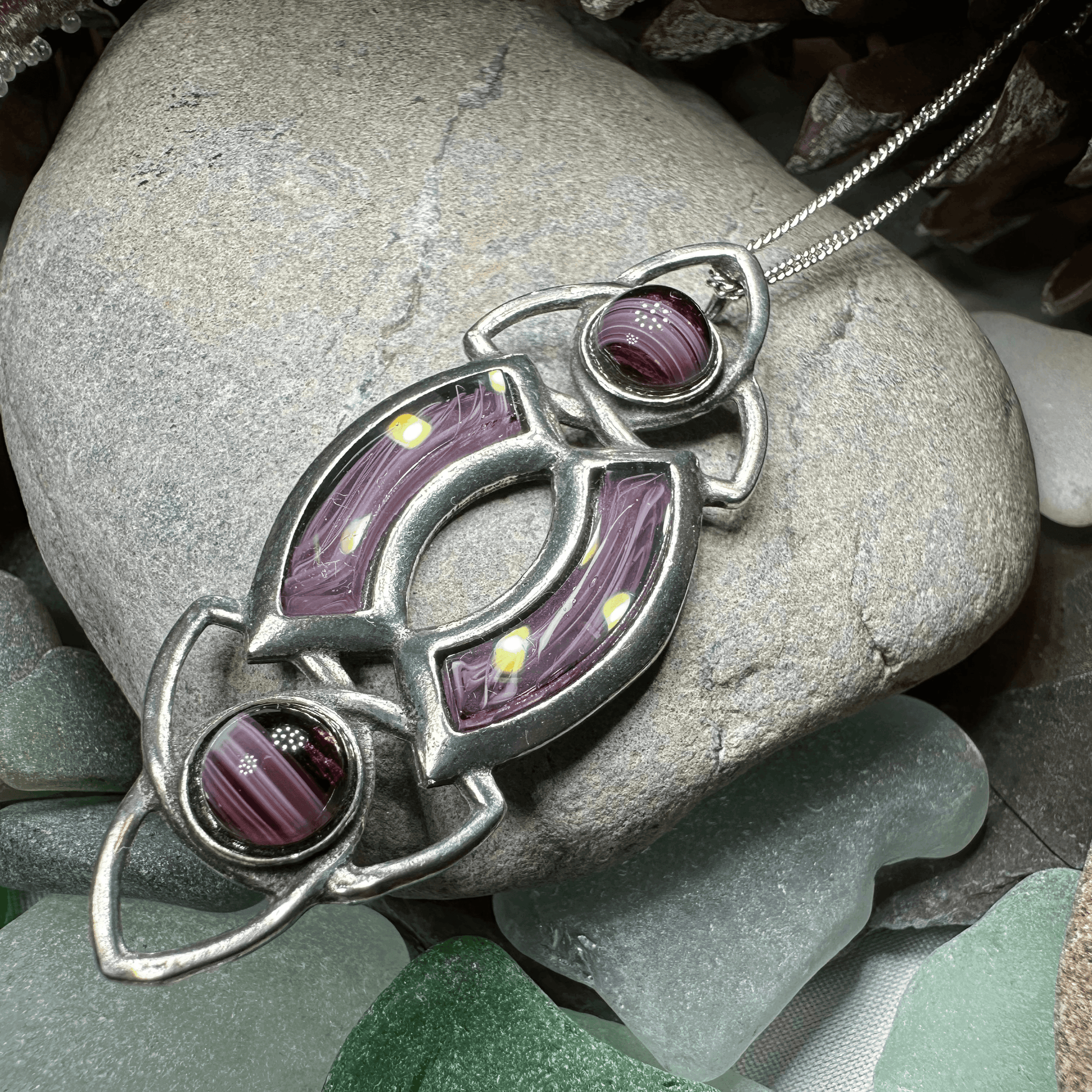 Ancient Celtic Knot Necklace - Amethyst Crystal