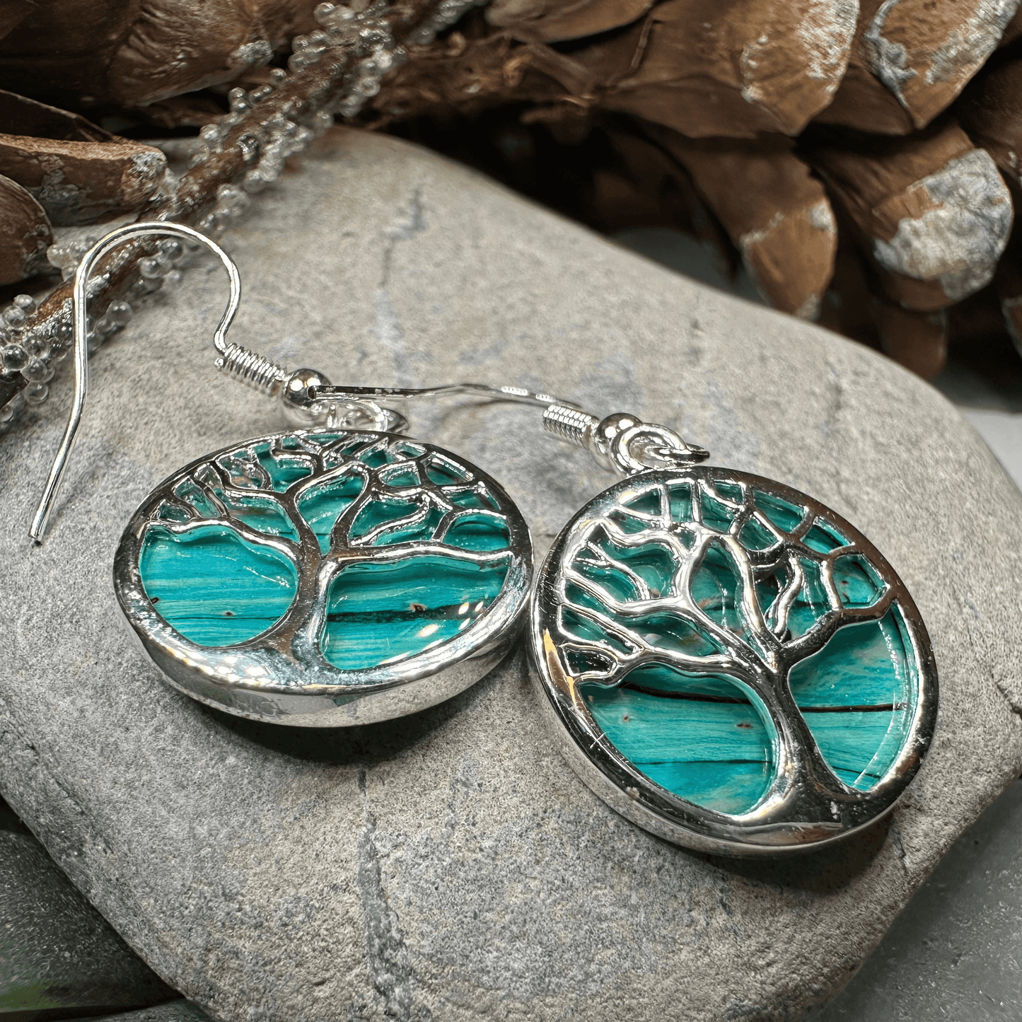 Heathergems Tree of Life Earrings - Blue Green