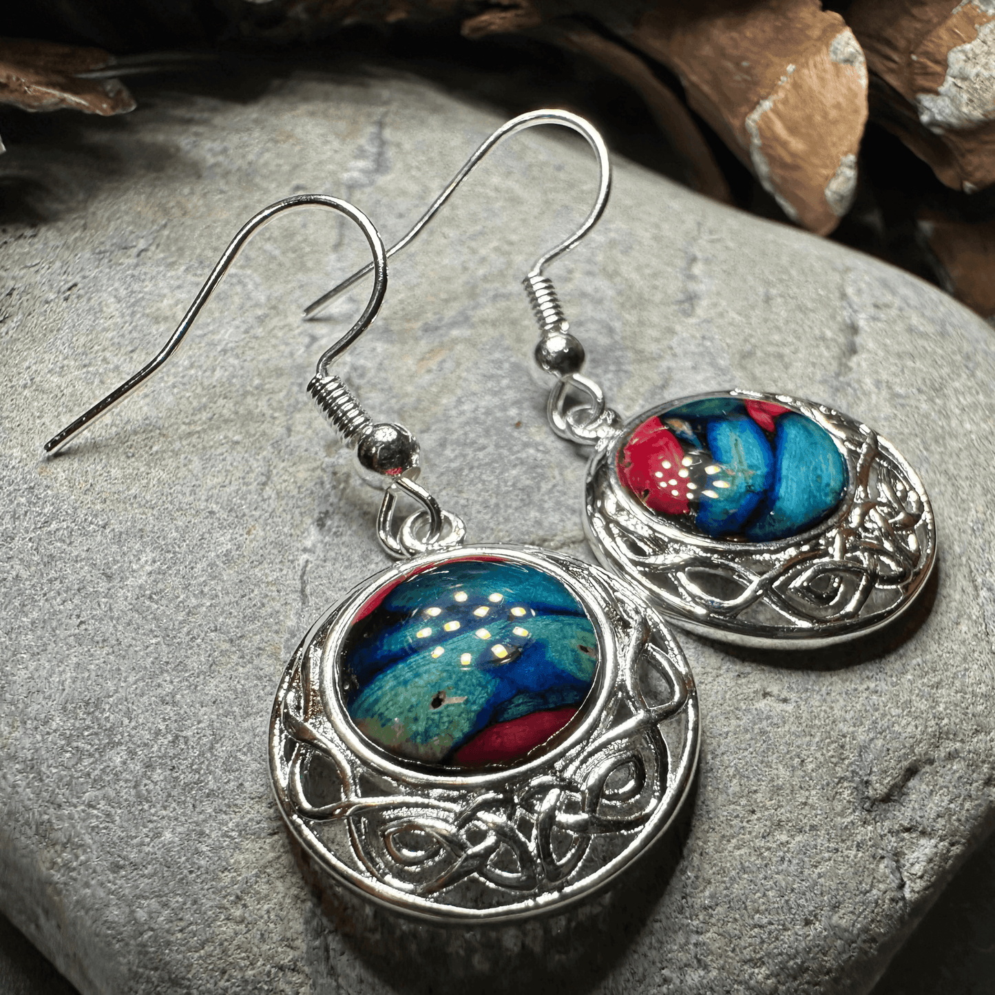 Heathergems Celtic Knot Earrings - Blue Multi