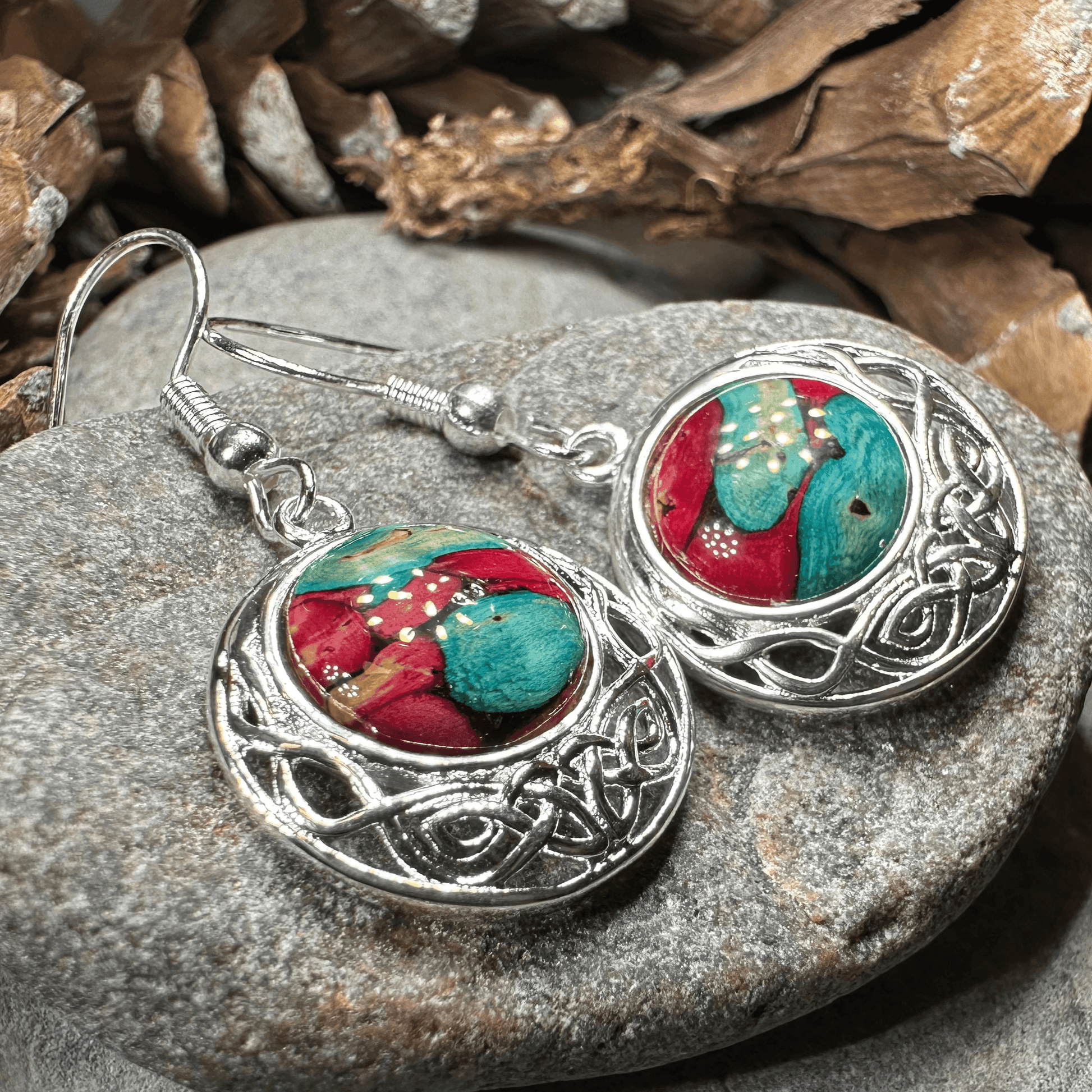 Heathergems Celtic Knot Earrings - Red Green