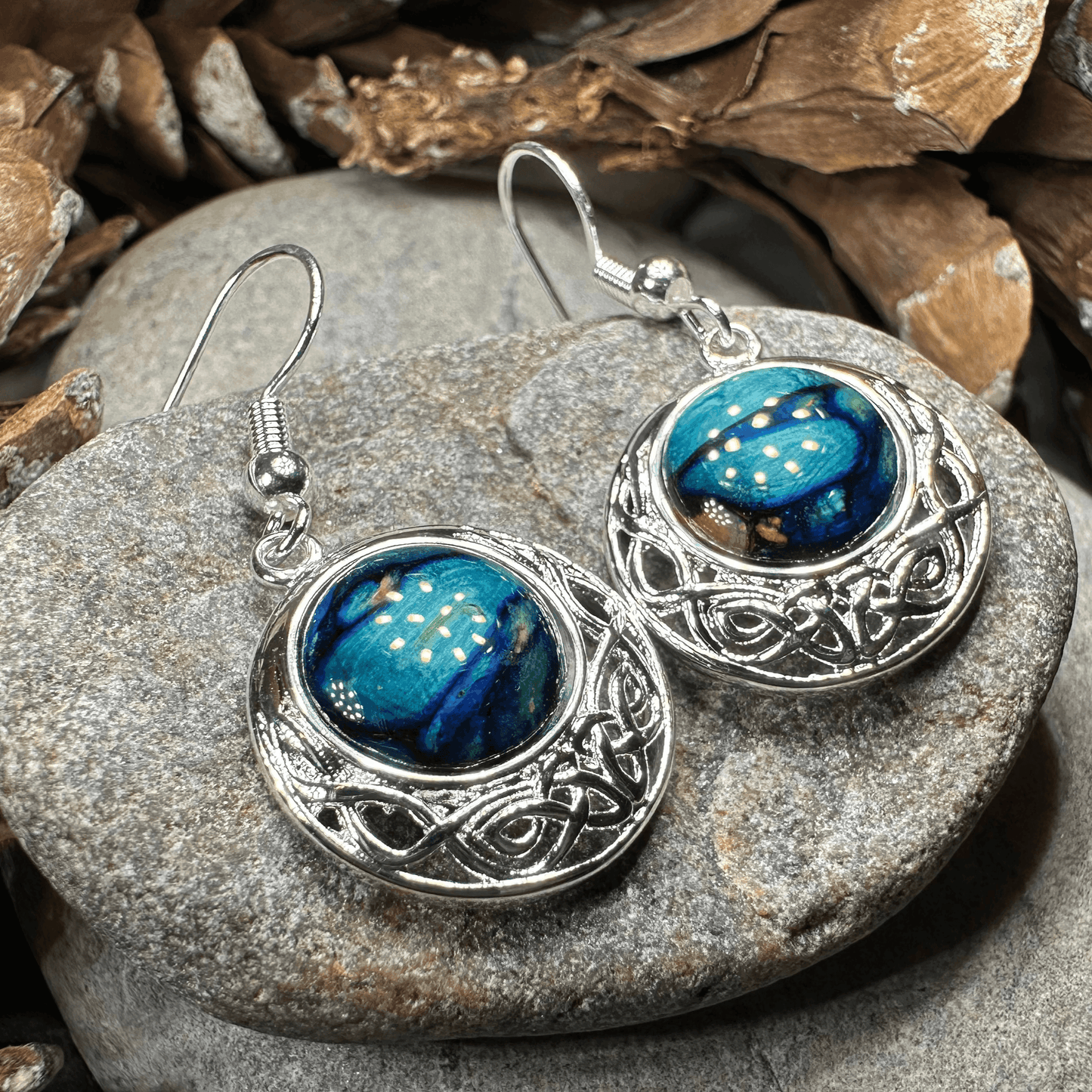 Heathergems Celtic Knot Earrings - Blue-Green